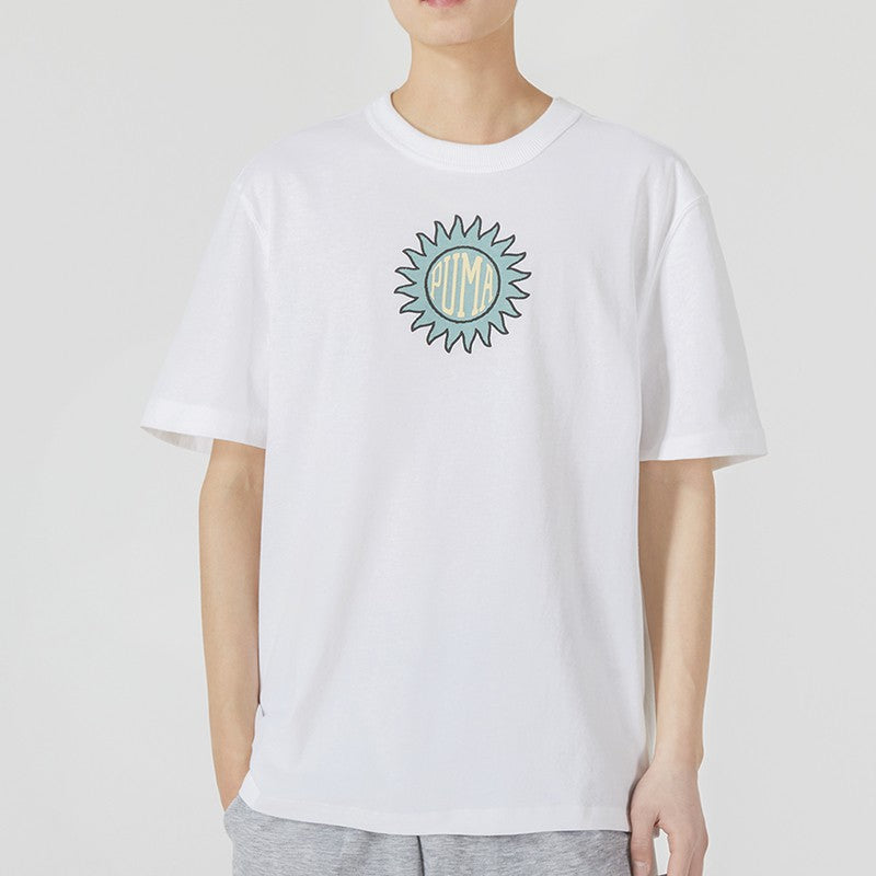 PUMA Downtown Graphic Tee Funny Printing Round Neck Short Sleeve White 535400-02