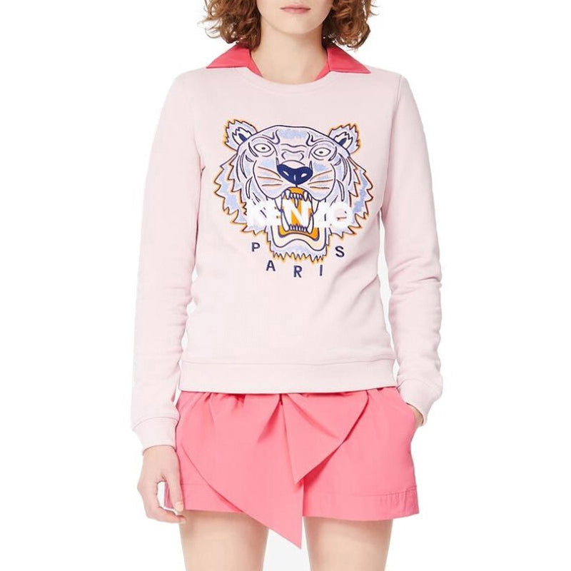 (WMNS) KENZO Classic Tiger Head Printing Round Neck Hoodie Pink FA52SW7054XA-34