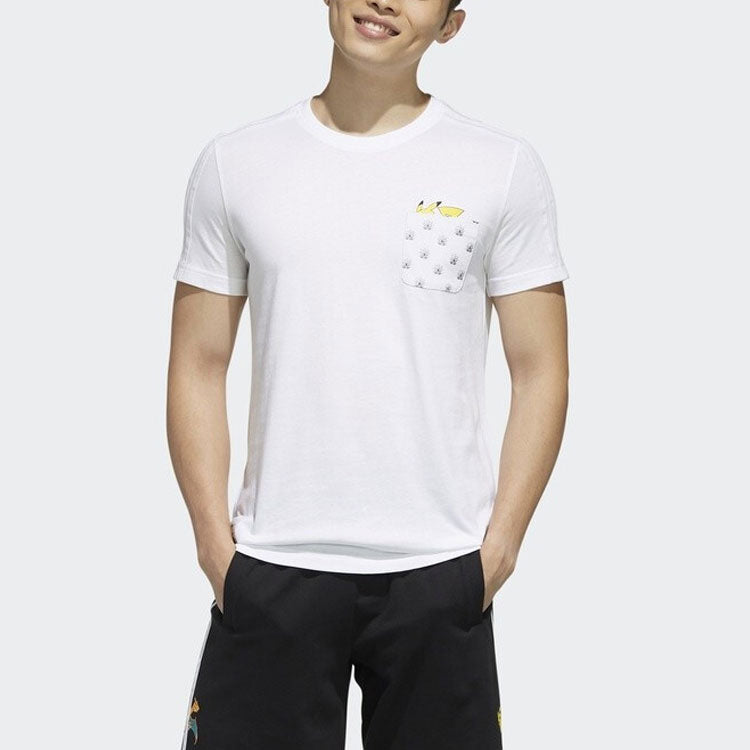 adidas neo x POKMON Crossover Series Pikachu Printing Pocket Short Sleeve White FM0326