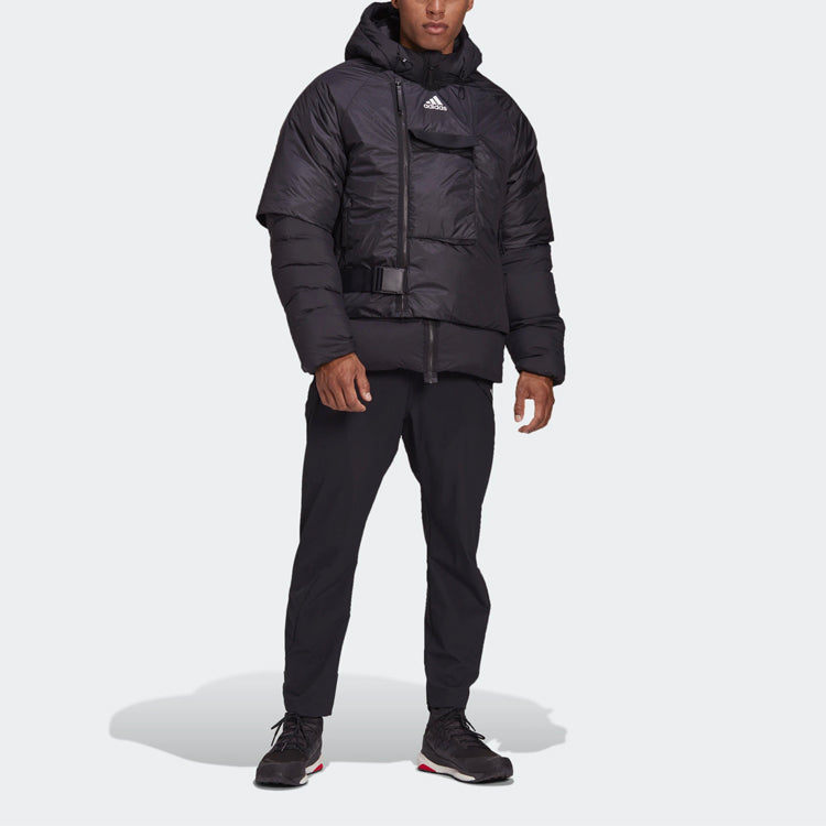 adidas Detachable hooded waterproof Down Jacket Black FT2421