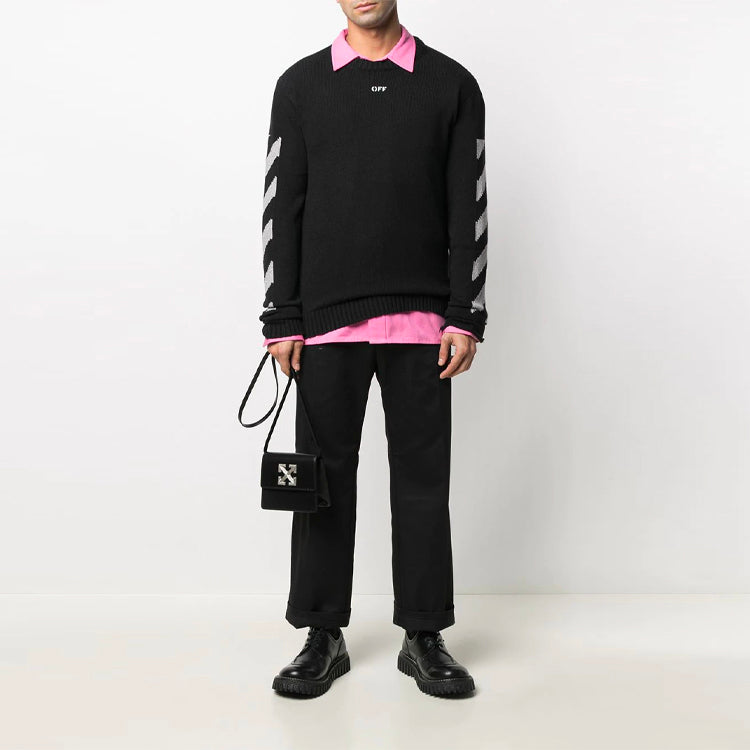 Off-White Men's SS21 SS21 logo Shirt Black OMHE023R21KNI0011041