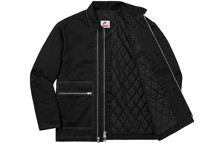 Supreme FW18 x Nike Double Zip Quilted Work Jacket Black SUP-FW18-533