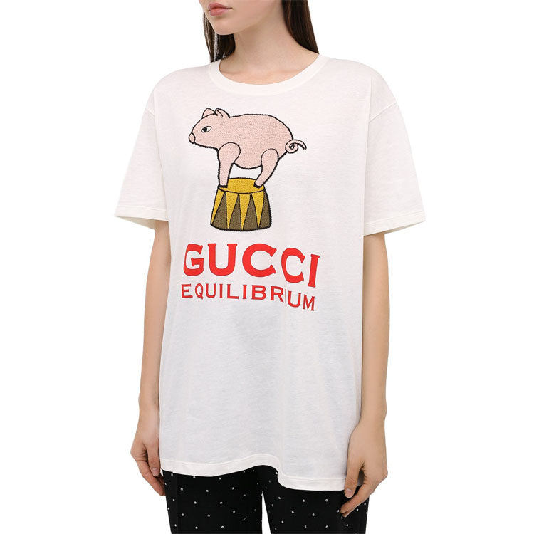 (WMNS) Gucci Equilibrium PIggy Printing Female White 615044-XJCRI-9095