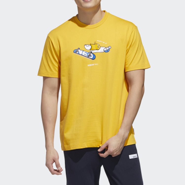 adidas neo Yellow Crossover Printing Sports Short Sleeve Yellow GL7214