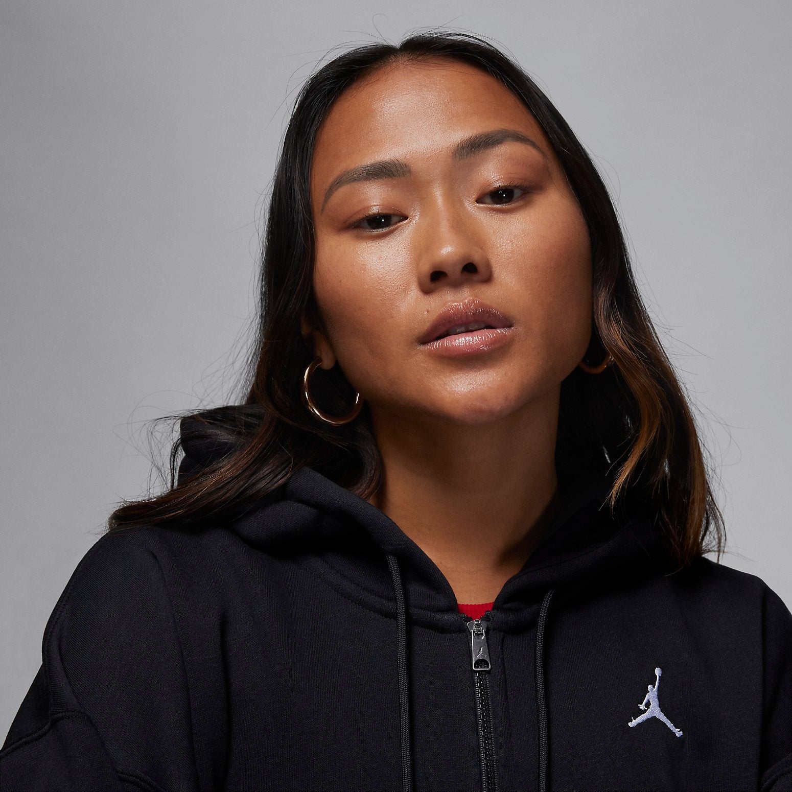 (WMNS) Air Jordan Brooklyn Fleece Full Zip Hoodie 'Black' FD7866-010