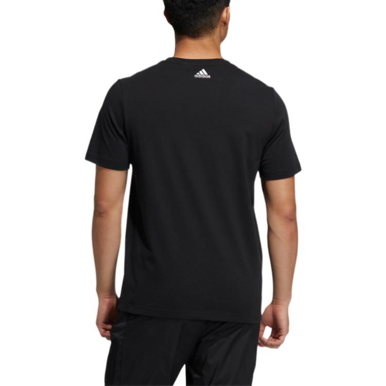 adidas Large Logo Printing Round Neck Pullover Sports Short Sleeve Black HE7426