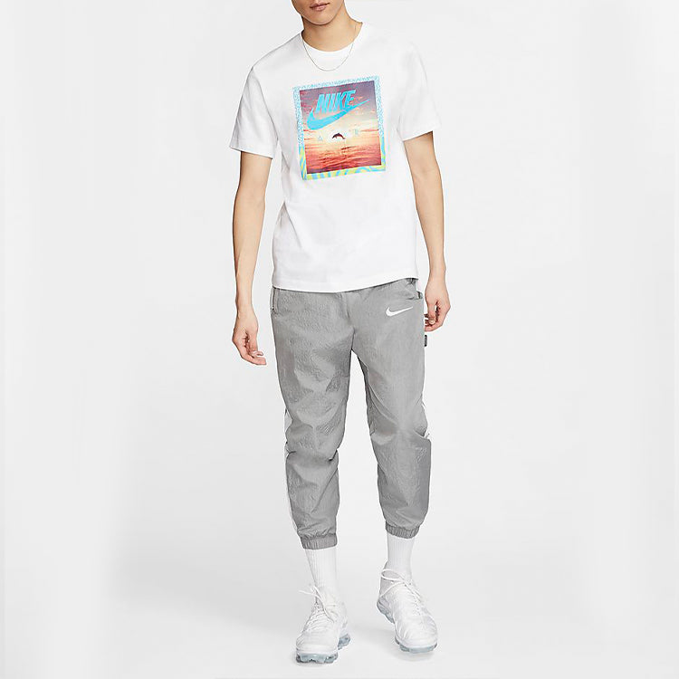 Nike Sportswear Printing Short Sleeve 'Aqua Photo White' CT6591-100