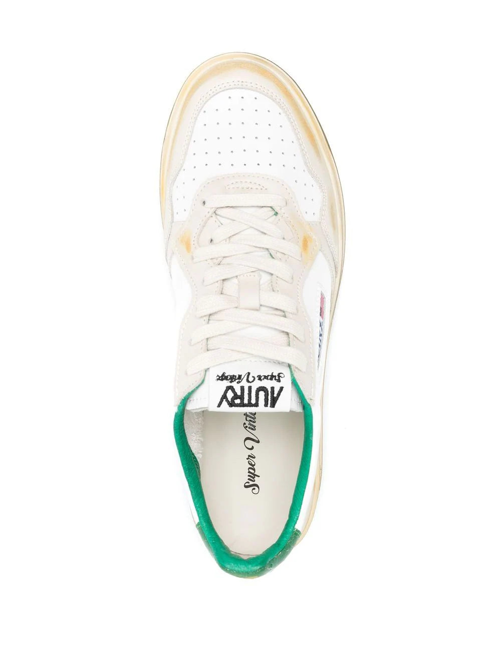 AUTRY Super Vintage Low Leather 'White Green' AVLM-CL02