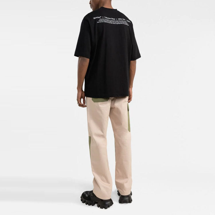 Off-White FW21 Pattern Printing Round Neck Short Sleeve Slim Fit Version Black OMAA119F21JER0171084