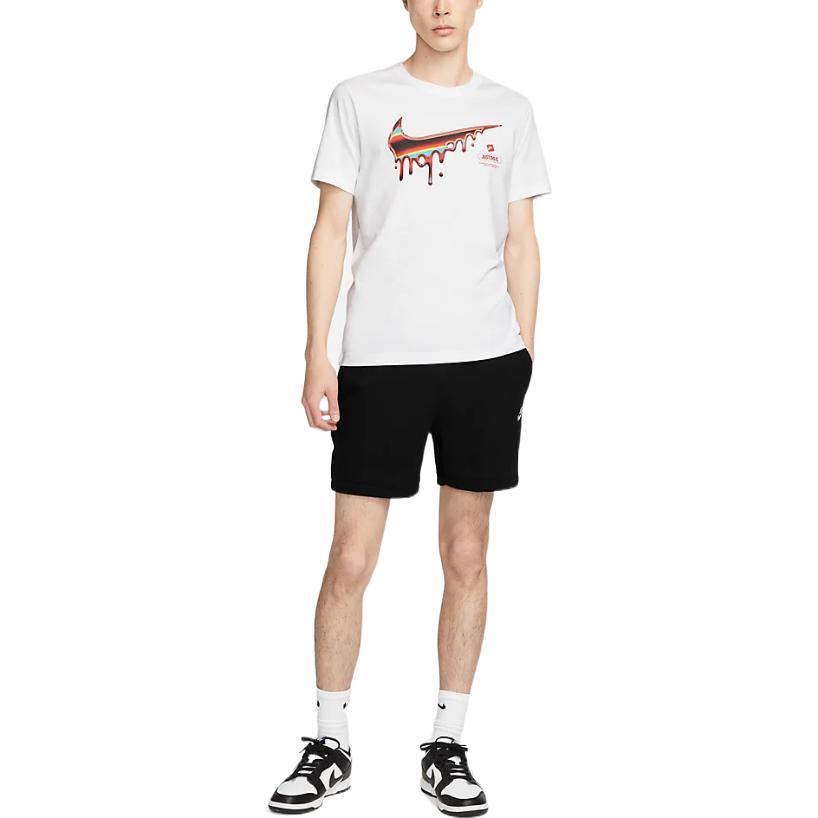 Men's Nike Large Logo Printing Round Neck Pullover Short Sleeve White T-Shirt DR8065-100