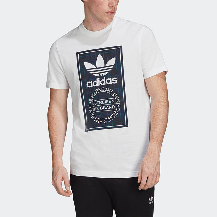 adidas originals Printing Round Neck Sports Short Sleeve White ED7035