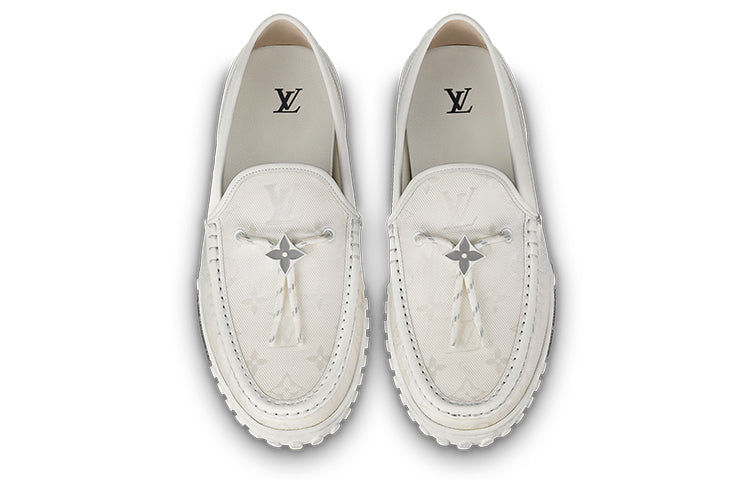 LOUIS VUITTON Racer Moccasins Shoes 'White Mesh Monogram' 1ABMLG