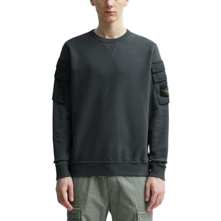 STONE ISLAND Sleeve Pockets Crewneck 'Lead Grey' 791560577-V0062