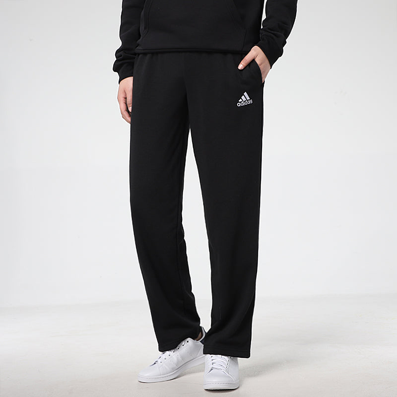 adidas Solid Color logo Casual Sports Elastic Waistband Long Pants Black GK9273