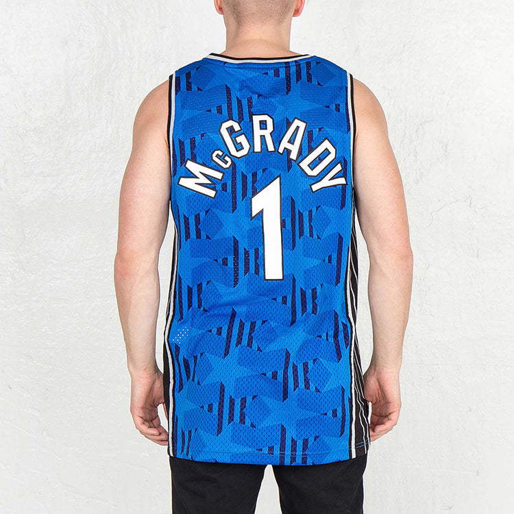 adidas Tmac SW Fan Edition Orlando Magic 1 Logo Embroidered Basketball Jersey/Vest Blue A46445