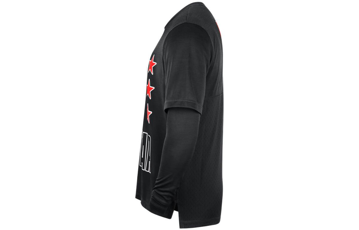 Men's Nike NBA Printing Knit Long Sleeves Black T-Shirt DH9527-010