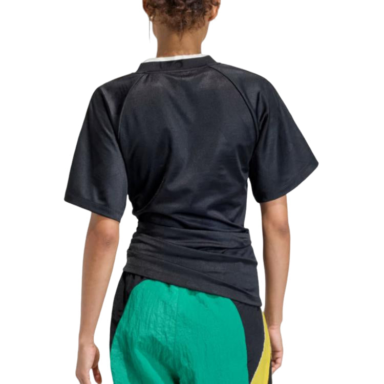 (WMNS) adidas Rouched Football Jersey Asia Sizing 'Black' KC9123