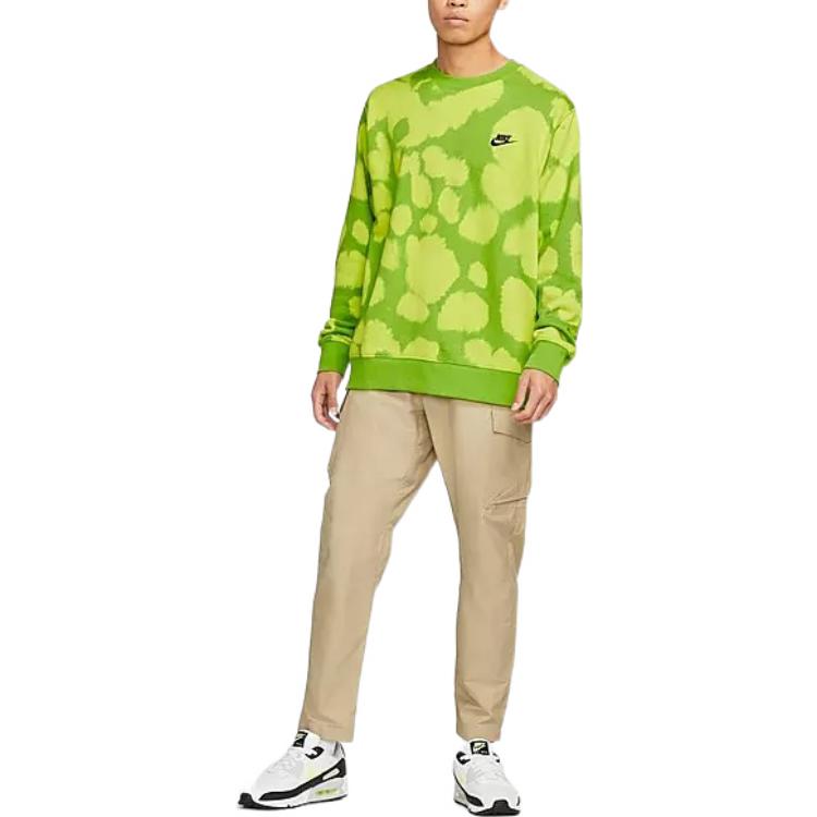 Men's Nike Sportswear Essentitals+ Pattern Full Print Round Neck Long Sleeves Green DM6915-321