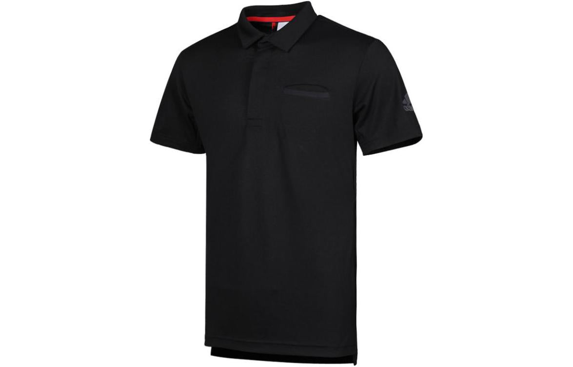 adidas Solid Color Athleisure Casual Sports Short Sleeve Polo Shirt Black CY3330
