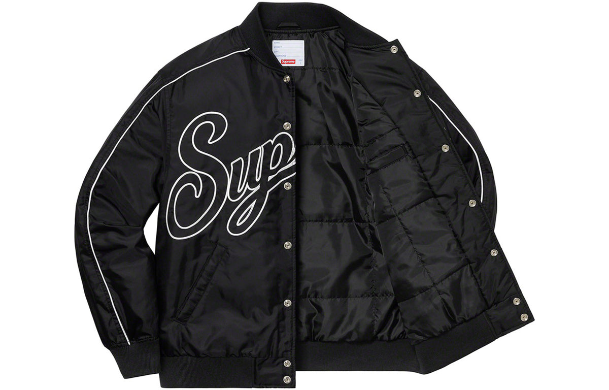 Supreme Contrast Script Varsity Jacket 'Black White' SUP-FW20-028