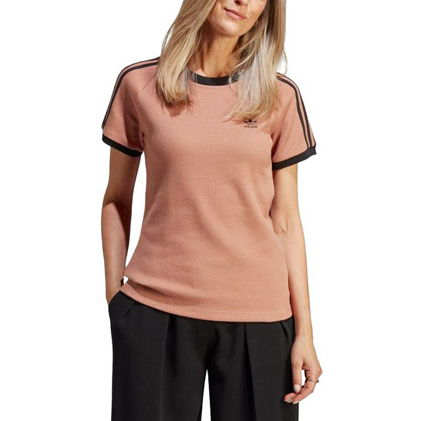 (WMNS) adidas 3-Stripes Slim T-Shirt Asia Sizing 'Pink Black' IC5464