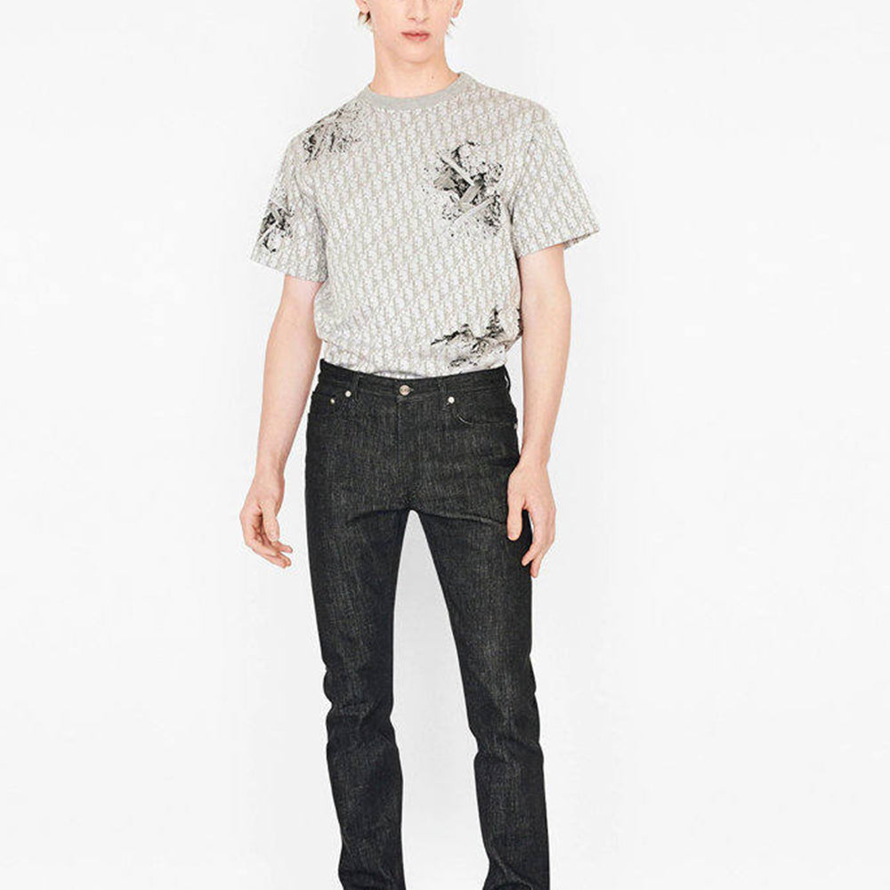 DIOR Twill Jacquard Short Sleeve For Men Grey 023J615E0626-C888