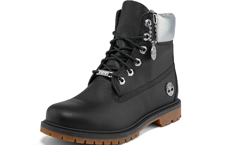 (WMNS) Timberland Heritage 6 Inch Waterproof Boots 'Black Full Grain with Silver Collar' A2M8GW