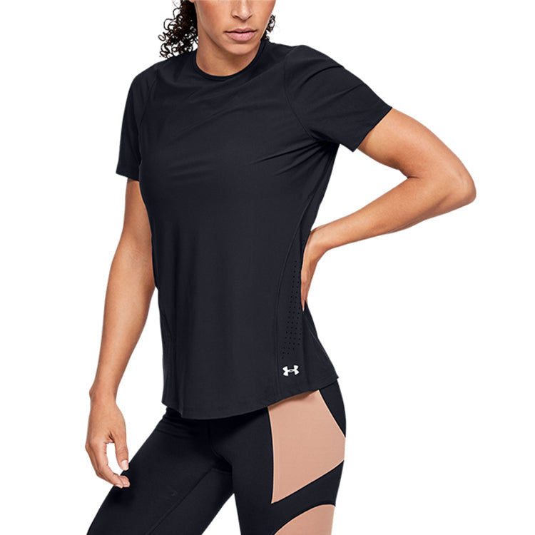 (WMNS) Under Armour Perpetual Fitted Short Sleeve Black 1344436-001