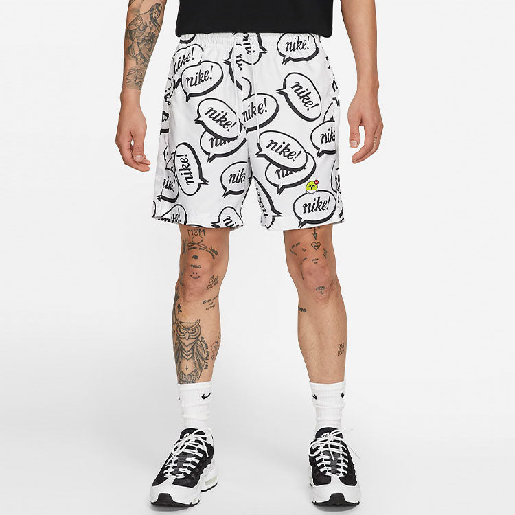 Nike As Men's Nike Sportswear Airmoji Short Sneeze Full Print Logo Sport TrainingShorts Men's White DA8785-100