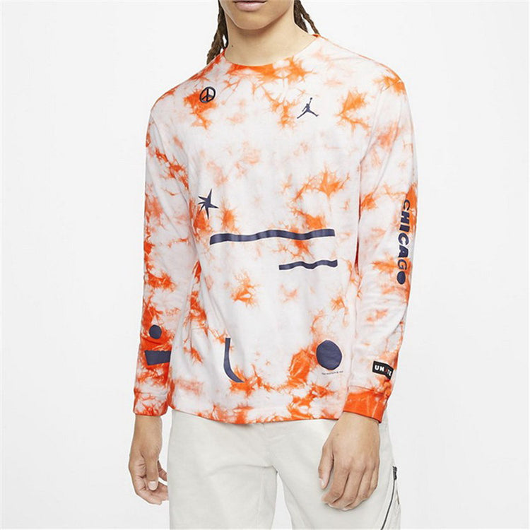 Air Jordan Chicago Crossover Series All-Star Round Neck Casual Sports Printing Long Sleeves Orange CW1146-100