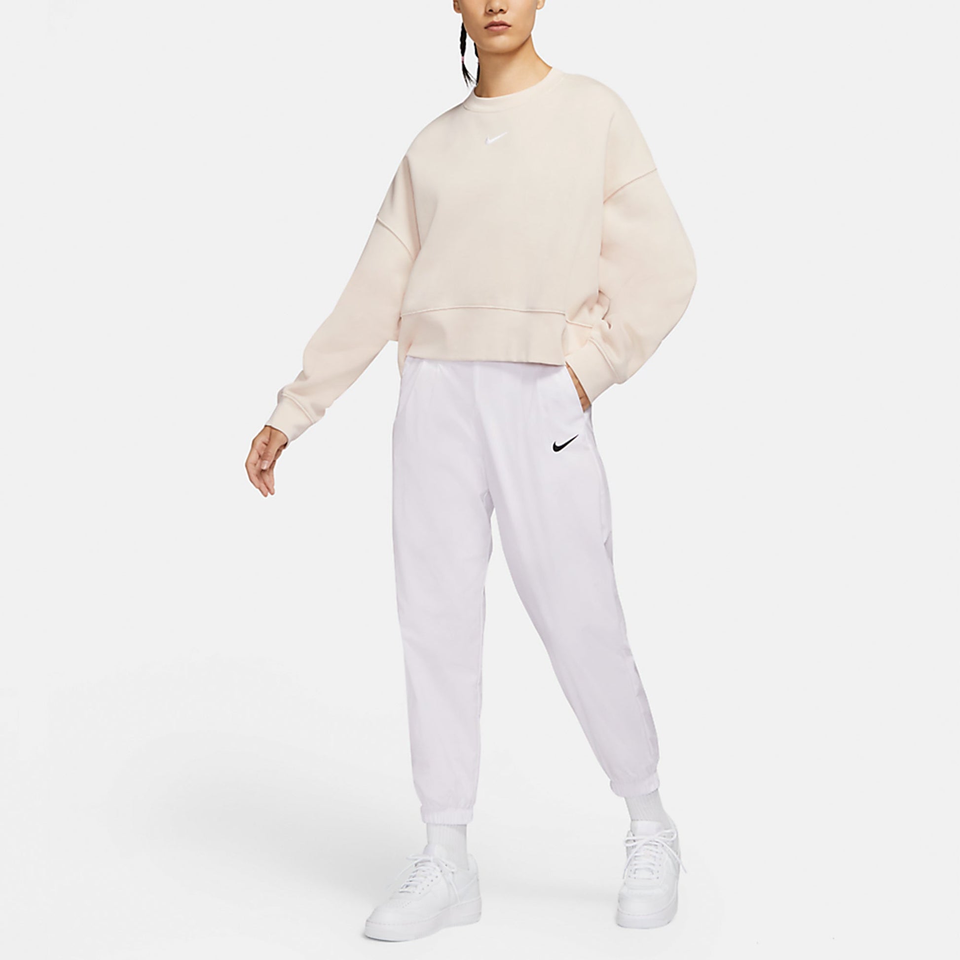(WMNS) Nike Sportswear Collection Small Logo Cropped Sweatshirt 'Beige' DJ7666-219