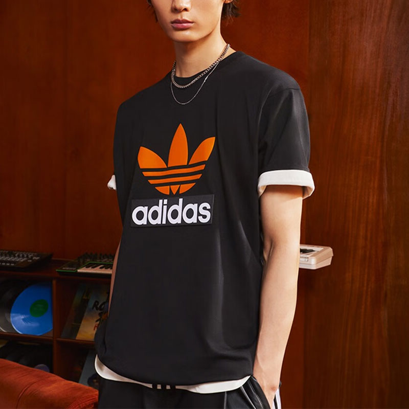 adidas Sportswear T-Shirt Asia Sizing 'Black Orange White' JF0660