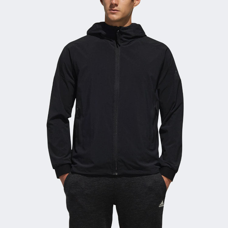 adidas Wb Urban Logo Printing Woven Sports Hooded Jacket Black DW4624