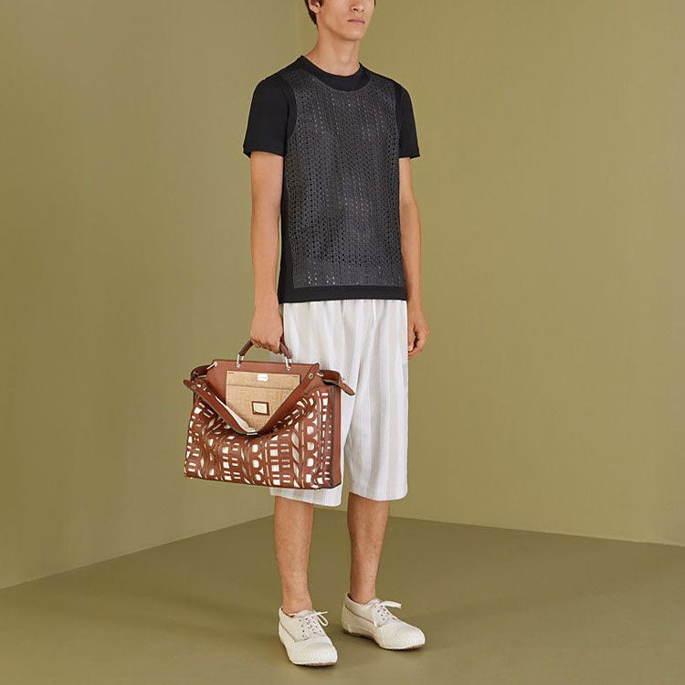 Men's FENDI SS21 Cotton Knit Casual Short Sleeve Black FY0894ABR3F0QA1