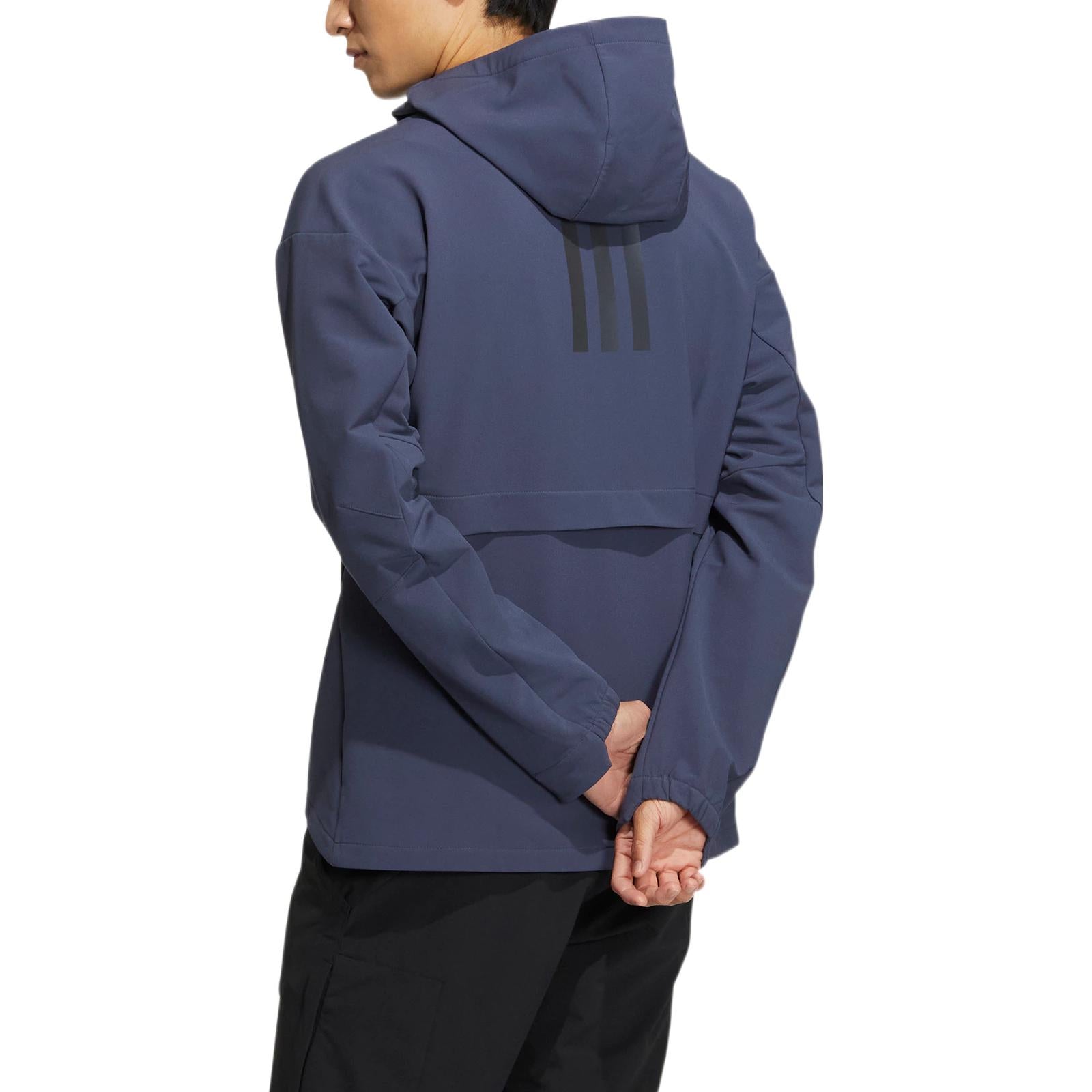 adidas Trav softsh jkt Back Printing Sports Hooded Jacket Navy Blue IC8170