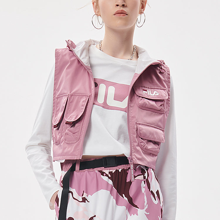 (WMNS) FILA FUSION Contrasting Colors Logo Cargo Long Sleeves Pink T11W133201F-PK