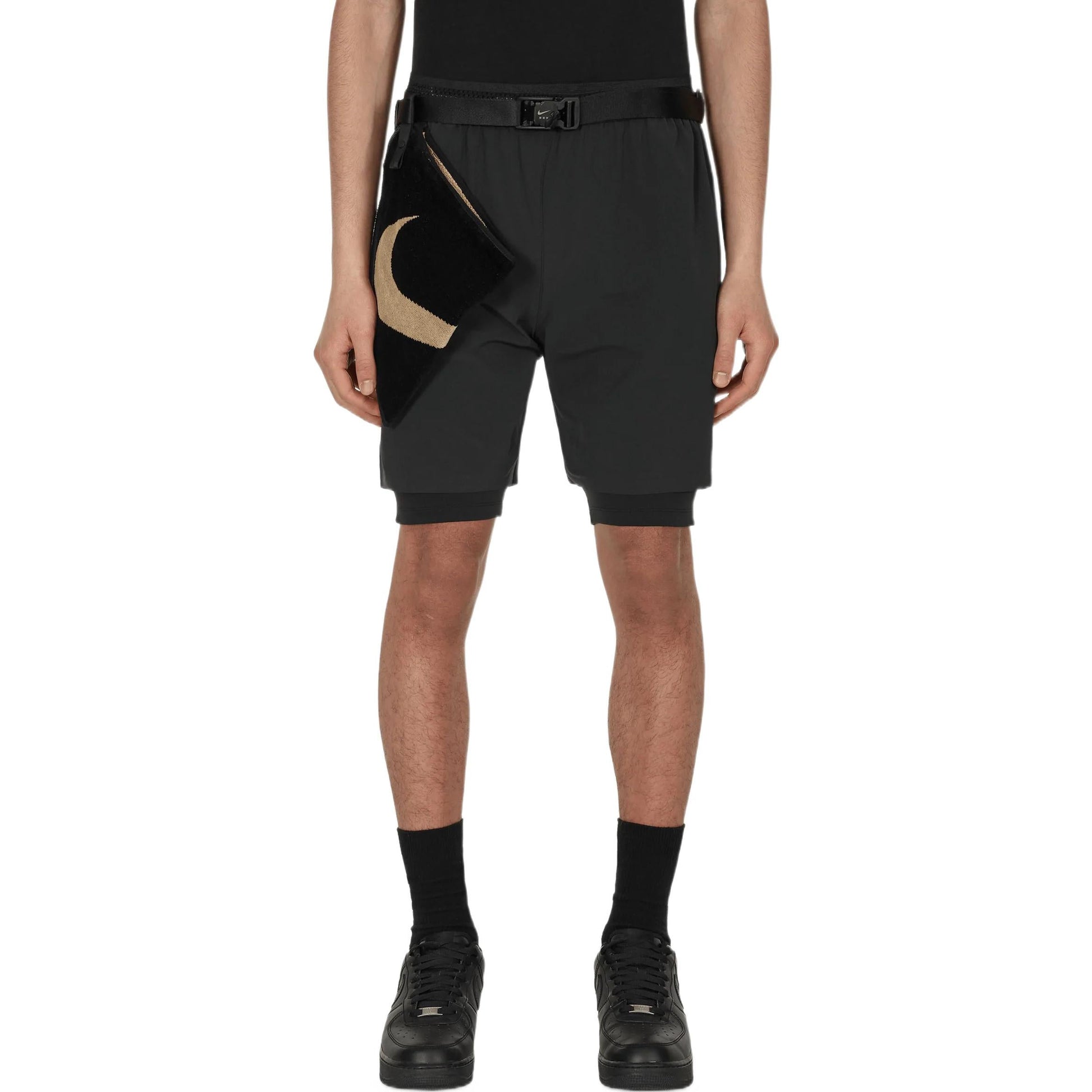 Nike x MMW Crossover SS22 Solid Color Belt Straight Shorts Black DD9439-010