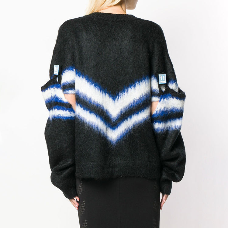 (WMNS) Off-White Detachable Sleeve Colorblock V neck Black OWHD005F18B740531000