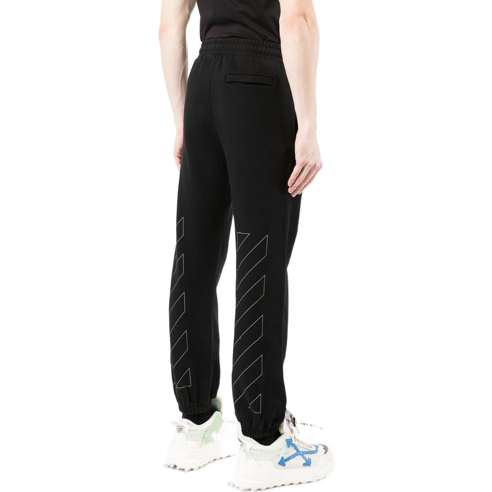Men's Off-White SS22 Solid Color Alphabet Logo Printing Sports Pants/Trousers/Joggers Version Black OMCH030C99FLE00410101010