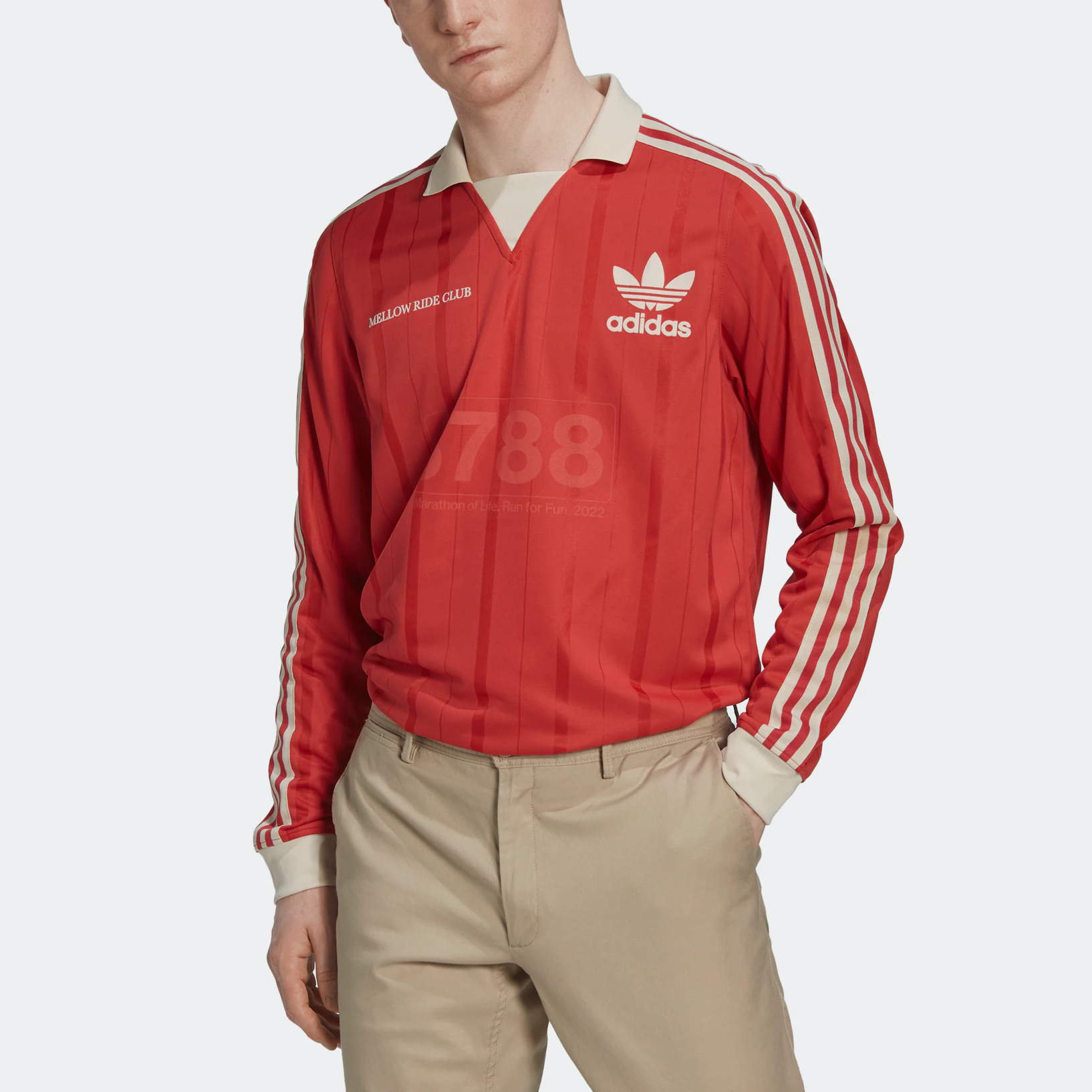Men's adidas originals Mrc Ls Chest Printing Sports Long Sleeves Red T-Shirt HN1677