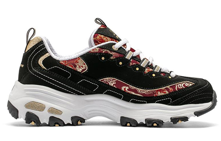 (WMNS) Skechers D'lites 1.0 Running Shoes Black/Red 13091-BKRD