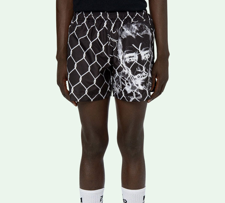 Off-White Portrait Printing Shorts Black White OMFA003S20H490331001