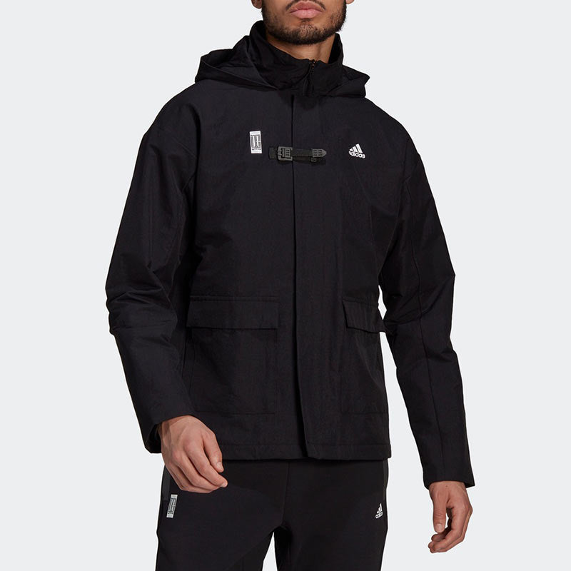 adidas Wj Jkt Warm Solid Color Casual Sports Hooded Jacket Black GU1747
