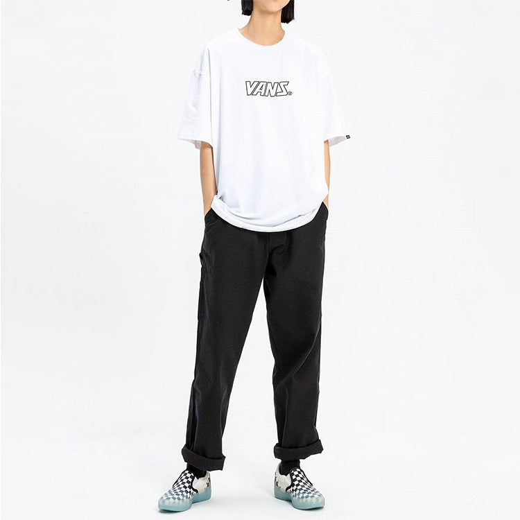 Vans Back Logo Printing Short Sleeve Couple Style White VN0A4MLTWHT