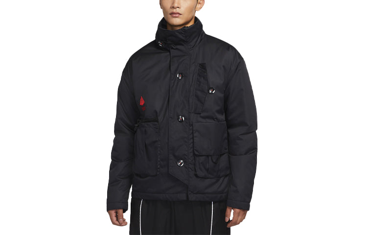 Men's Nike Stand Collar Training Sports Thermal Cotton Black Jacket DA6697-010