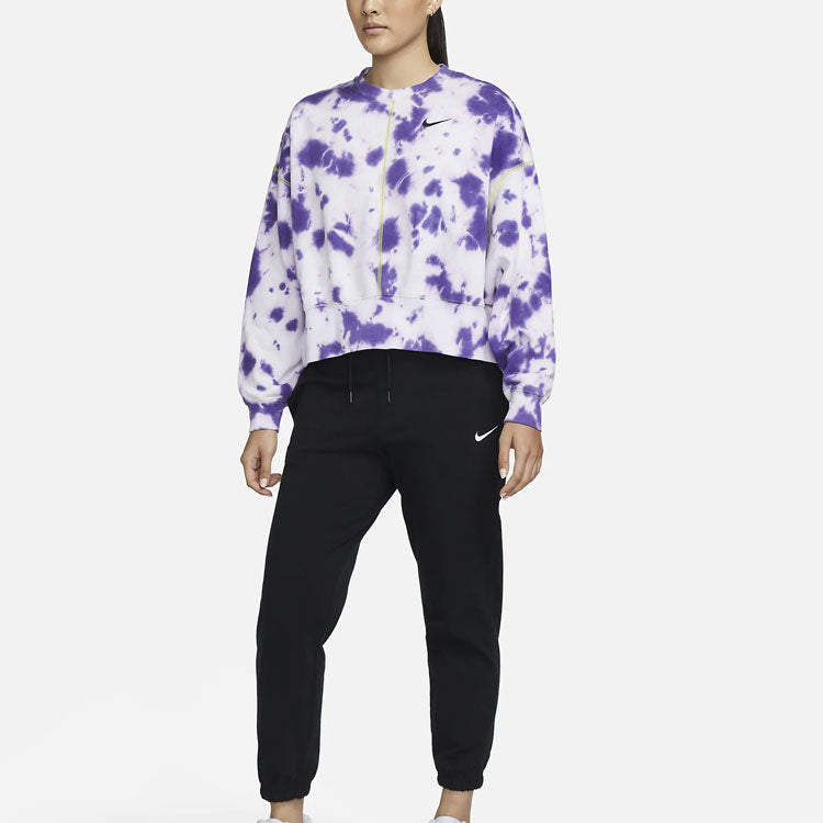 (WMNS) Nike Knit Tie Dye Round Neck Sports Hoodie Purple DM6358-579