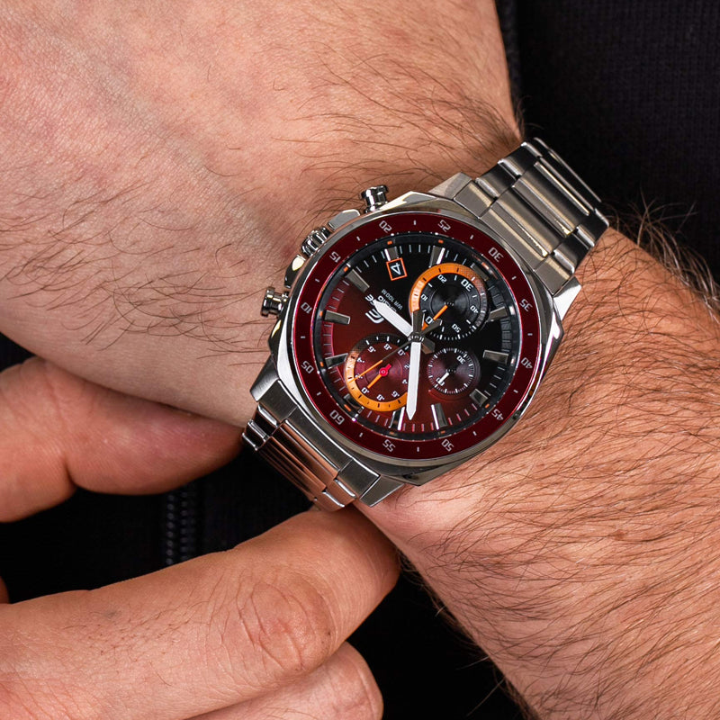 CASIO Stainless Steel Strap EDIFICE Red Watch Dial Mens Red Analog EFV-600D-4AVUEF