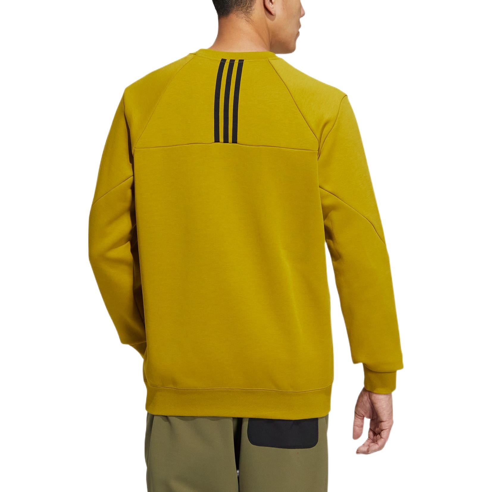 adidas Tx Logo Crew Sw Back Printing Round Neck Pullover Long Sleeves Yellow HN2034