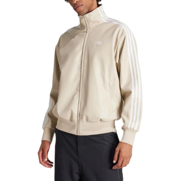 adidas Firebird Adicolor Three Stripes Synthetic Fabric Loose Jacket Asia Sizing 'Beige' IZ4036
