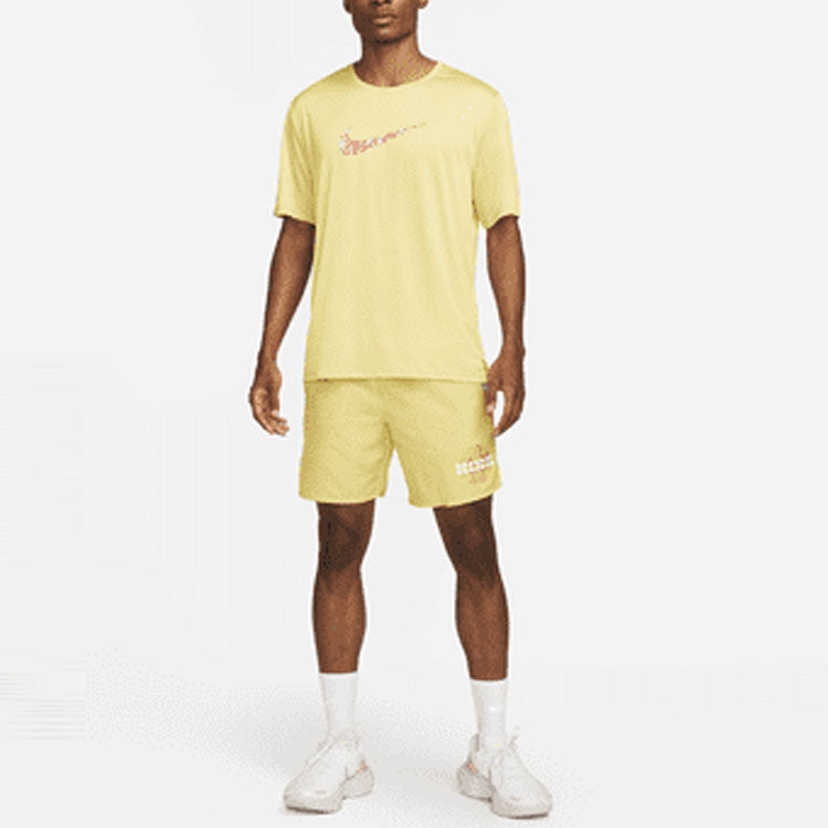 Nike Dri-FIT Solid Color Quick Dry Breathable Back Pocket Running Shorts Yellow DM4820-304